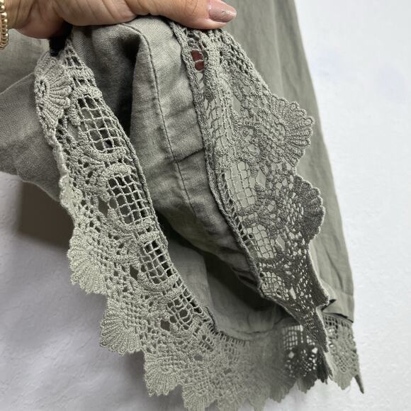 Carla Conti Sleeveless A-Line Linen Short Dress Size S, Olive Green, summer - Picture 4 of 8